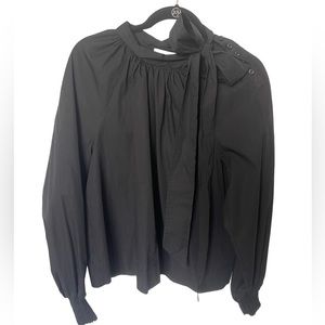 Topshop Poplin Blouse Bow Longsleeve